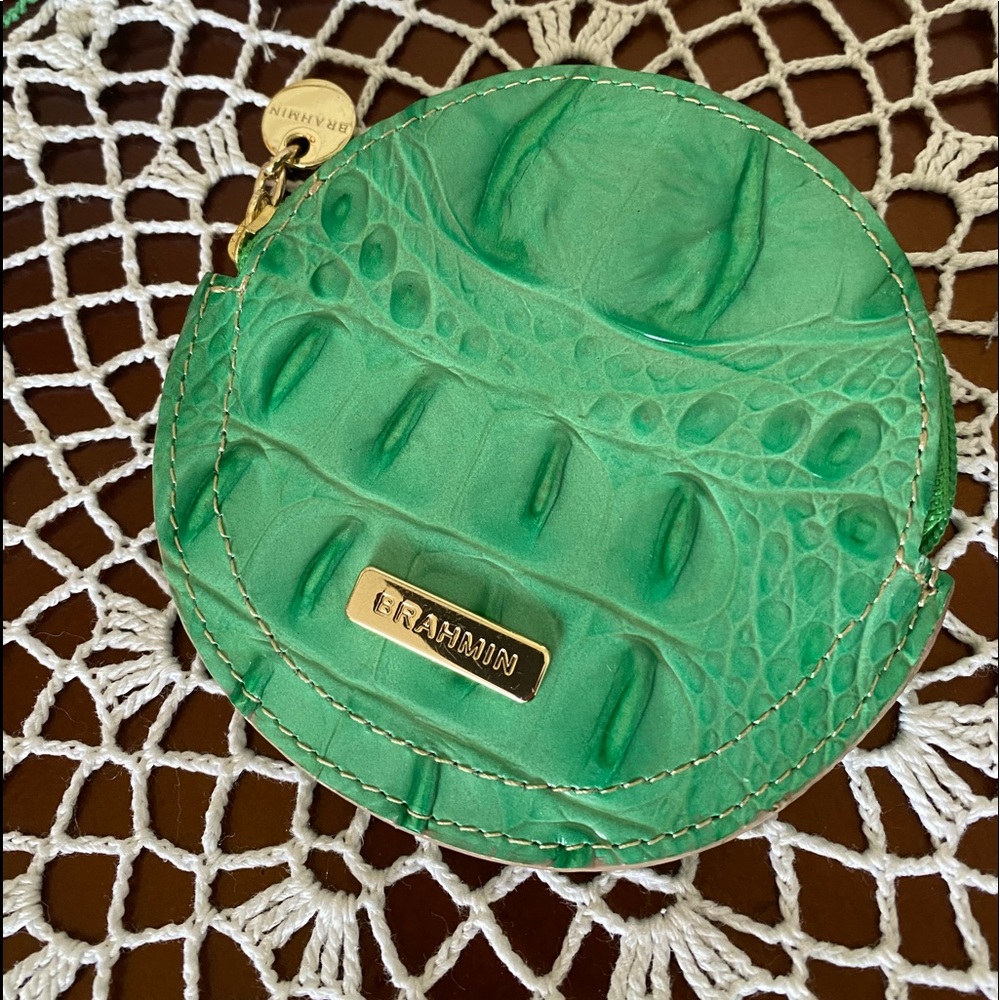 SOLD Brahmin round coin purse. Color looks like a Kelly Green to me
